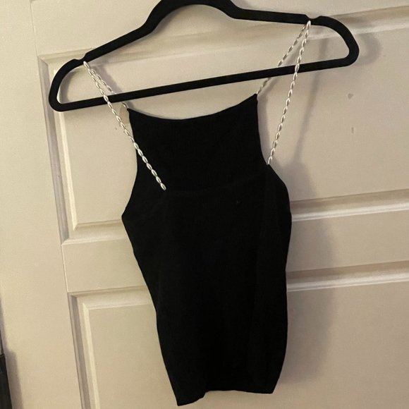 SOLD: NOT ON POSHMARK - Black Tank Top with fake pearls for straps - Picture 3 of 4